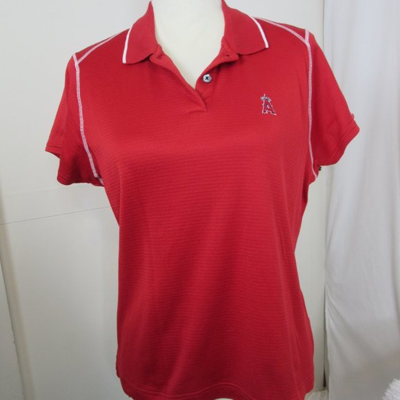 Angels Antigua Women's Vintage Baseball Red Polo Shirt Size Large - Picture 7 of 11
